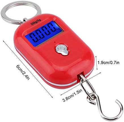 Mini Electronic Scale, Fish Weighing Scales Red Portable 25Kg/5G Hanging Scale Digital Pocket Key Chain Weight Hook Kitchen Food Weight Gauge Measuring Tools with Backlight for Home Farm Market - Image 6