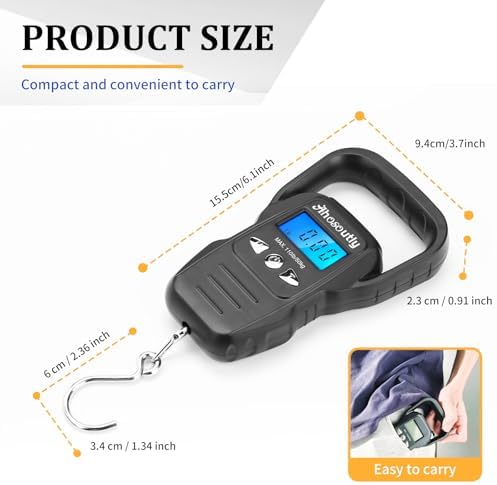 Fish Scale,110lb/50kg Large Handle,Large Backlit LCD Display,Digital Fish Scale with Built-in Measuring Tape, Fishing Gifts for Men,Black… - Image 3