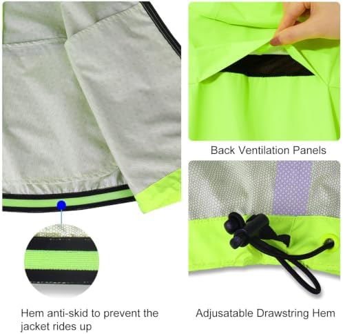 baleaf Men's Rain Jacket Waterproof Hood Lightweight Reflective Packable - Image 3