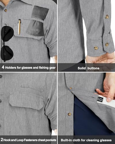 33,000ft Men's Long Sleeve Sun Protection Shirt UPF 50+ UV Quick Dry Cooling Fishing Shirts for Travel Safari Camping Hiking - Image 5