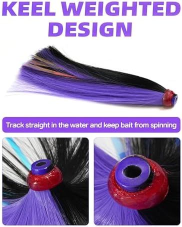 BLUEWING Sea Trolling Lures with Lead Head Saltwater Fishing Witches Big Game Ballyhoo Skirt for Tuna, Wahoo, Sailfish, Mahi Mahi 1oz, 2oz, 4oz, 6oz, 8oz - Image 3