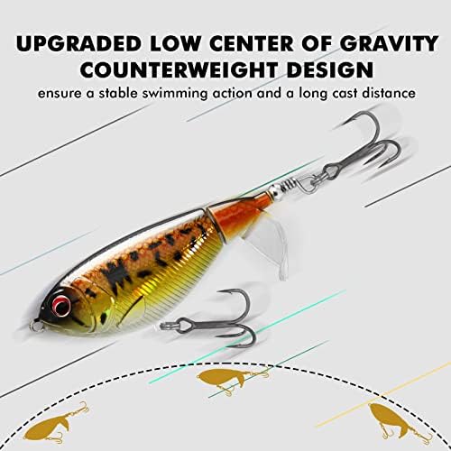 TRUSCEND Top Water Fishing Lures with BKK Hooks, Easy Catch Plopper Lure for Freshwater or Saltwater, Floating Lures for Bass, Pike, Catfish, Surface Wobble PoPobait Bass Baits Fishing Gifts for Men - Image 4