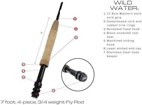 Wild Water Fly Fishing AX Series Fly Rod | IM8 Graphite Blank | 3/4/5/6/7/8/9/10/12 wt Rods | 5’6”/7/8/9/10/11 ft | Lightweight Pole Medium Fast Action - Image 3