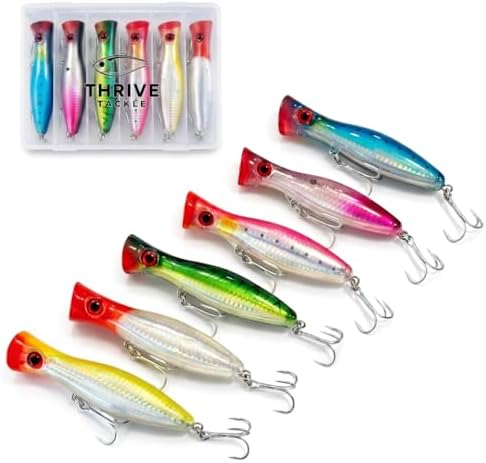 6-Piece Large Topwater Popper Fishing Lures with Tackle Box by Unknown