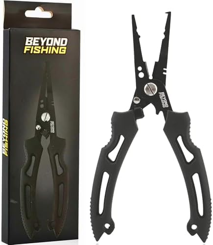 Beyond Fishing QuickRig Fishing Pliers – Multifunction Stainless Steel Split Ring Pliers for Fishing with Line Cutter & Crimper – Corrosion Resistant & Spring Loaded Design by BeyondBraid
