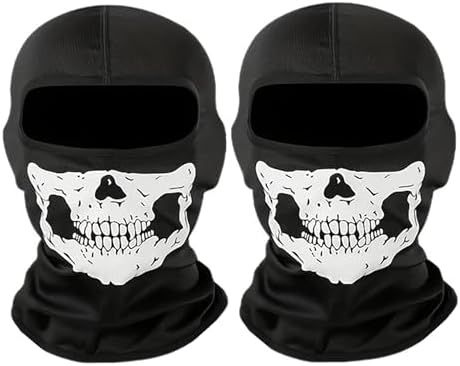 Skeleton Gloves and Skull Mask, Ghost Balaclava Halloween by WYSUMMER