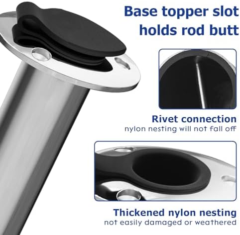 Fishing Rod Holder 2 Pack, 316 Stainless Steel 15/30/90 Degree Rod Holders for Fishing Boat, Flush Mount with Cap, Heavy Duty - Image 5