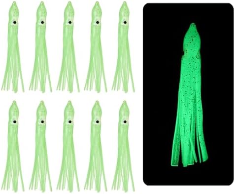 Fishing Squid Skirts, Glow Soft Plastic Trolling Lures Luminous -Fitting for (Bass/Trout/Salmon/Saltwater/Fishing Bait) by YELARXI