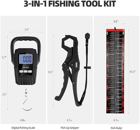 Fishing Tool Kit with Fish Gripper, Portable Fish Scale, Stainless Steel Soap & Measuring Ruler – Saltwater Resistant Tackle Accessories for Freshwater and Saltwater Anglers (Black) - Image 6