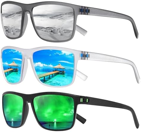 Square Polarized Sunglasses for Men and Women Lightweight Frame Sun Glasses with UV Protection by TURBOPEP