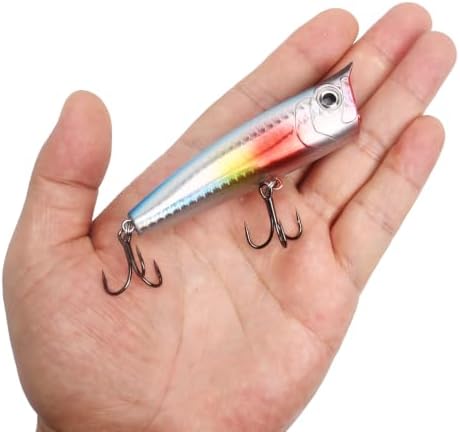 Large Top Water Popper Lure: 2pcs 3D Eyes Tuna Popper Saltwater Fishing Lures for Surf Fishing Gt Tuna Kingfish Large Predator Fish - Image 5