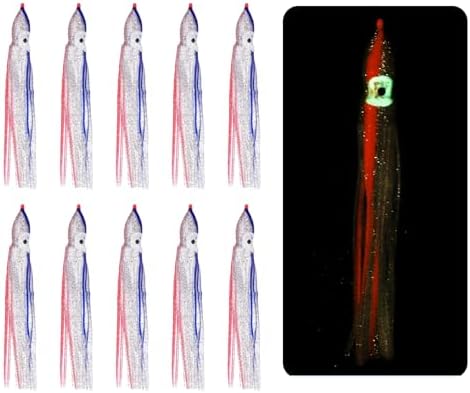 Fishing Squid Skirts, Glow Soft Plastic Trolling Lures Luminous -Fitting for (Bass/Trout/Salmon/Saltwater/Fishing Bait) by YELARXI