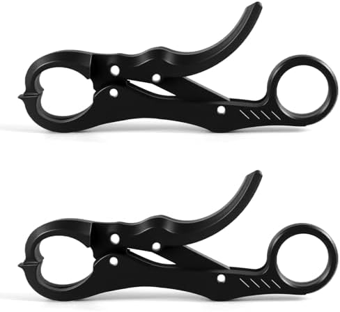 Xinjoduz 2 Pack 5.12" Fish Lip Gripper, Digital Fishing Scale Hook Non-Puncture Replacement Clamp Fish Grabber Tool for Cull Tag Tournament Bass Fishing Culling System Accessories, Black by Xinjoduz