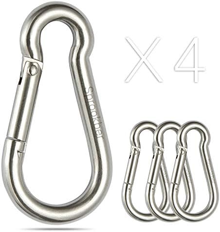 sprookber Stainless Steel Carabiner Spring Snap Hook - 304 Stainless Steel Heavy Duty Clips, Set of 4 by Sprookber