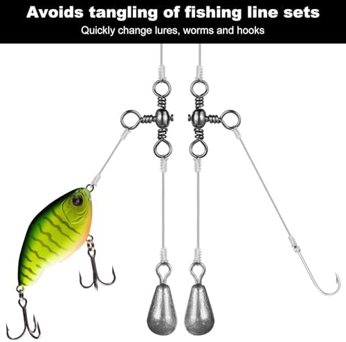 Realure 100Pcs Three Way T-Shape Fishing Swivels, 5 Sizes 6#~12# Black Nickel Stainless Steel Terminal Tackle, Freshwater Saltwater Three-Way Rig Connector for Catfish Walleye Bottom Fishing - Image 5