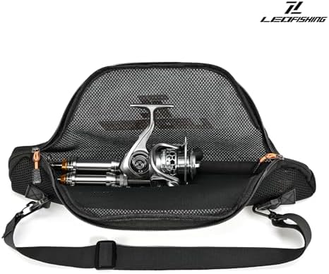 LEOFISHING Fishing Rod and Reel Combos Bag Portable Foldable Fishing Pole Case 45cm/17.7" for Short Telespoic Fishing Pole Store Up to 1-2 Fishing Rod with Reel Breathable Mesh Material - Image 6