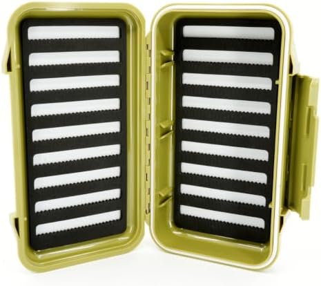 Kingfisher Large Waterproof Fly Box Great for Streamers and Saltwater Flies (Olive, Foam A) - Image 3