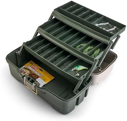 Plano Three-Tray Tackle Box Bass Kit, Tan/Green, Rust-Proof Brass Latch, Top-Access Tray Compartments with Deep Storage, Made in the USA, Portable Fishing Gear Storage Organizer - Image 5