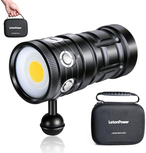 Dive Light,LetonPower TS S 10000Lumens 100m Underwater Video Light,Diving Flashlight,Waterproof Flashlight with Type-C Charging for Professional Under Water Sports by LetonPower