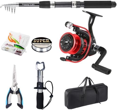 Tripquips Fishing Rod, 6.9ft Telescopic Fishing Rod and Reel Combo with Fishing Pliers and Lip Gripper Fishing Equipment, 5.2:1 Pre-Loaded Spinning Reel Combo Set Fishing Pole - Image 3