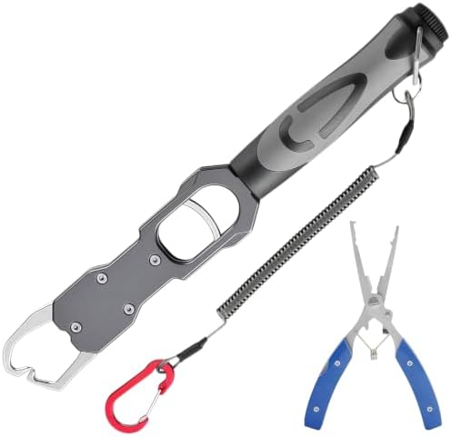 Fish Lip Gripper with Scale，40LB Fish Gripper with 360° Swivel Handle by Unknown