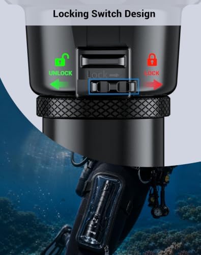 Scuba Diving Flashlight Dive Torch 2000 Lumen Waterproof Underwater XM-L2 LED Submarine Lights Holder with Charger for Under Water Deep Sea Cave at Night - Image 2