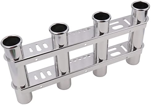Fishing Rod Holder for Boat, Vertical Wall Mounted Fishing Rod Rack, Stainless Steel Rod Holder for Marine Boat,Fishing Boat, Truck (4 Tubes Upgrade) by XinKunmarine
