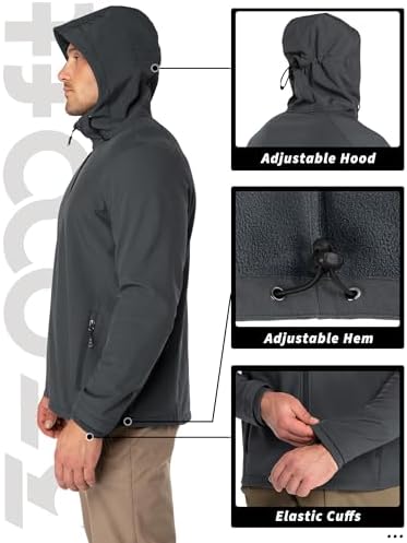 33,000ft Men's Hooded Fleece Lined Rain Shell Jacket Waterproof Lightweight - Image 5