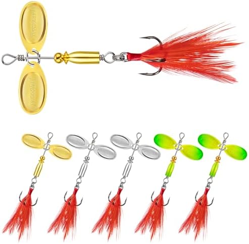 TRUSCEND Swim or Jig Fishing Spinner Baits for Freshwater and Saltwater, Rooster Tail Fishing Lures for Trout Bass Walleye Crappie Salmon Pike, Blade Bait with Copper Blade by TRUSCEND