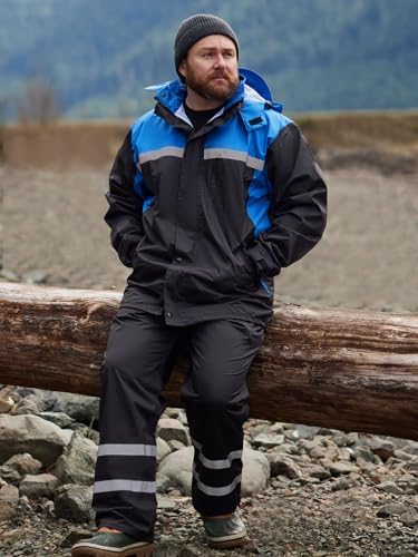 Men's Rain Suit High Visibility Reflective Work Rain Jacket Pants for All Sport Farm Fishing Motorcycle - Image 3