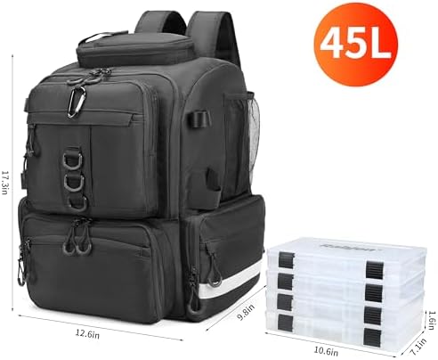 Rabjen Fishing Tackle Backpack, 45L Storage Waterproof Travel Bag Store Fishing Gear with Insulated Top Pocket - Image 7