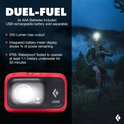 BLACK DIAMOND Cosmo 350 Headlamp, AAA Powered, Dimmable, Bright, BD Octane - Image 2