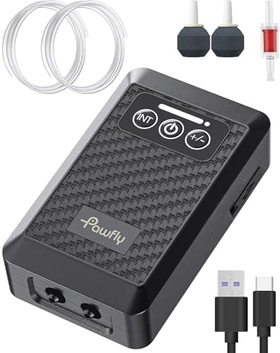 Pawfly Ultra Quiet Live Bait Aerator USB Rechargeable Battery Air Pump for 5-100 Gallon Bait Bucket Portable Battery Powered Oxygen Pump for Outdoor Fishing Power Outage and Fish Transportation by Pawfly