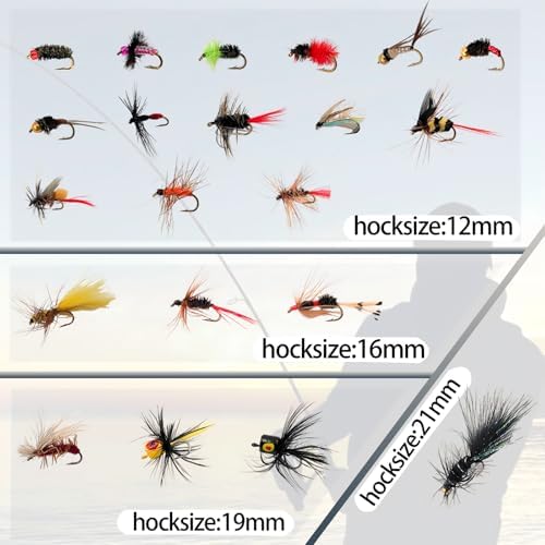 Fly Fishing Flies Kit 100 Pcs with Waterproof Floating Fly Box, Dry/Wet Flies Nymphs Streamers Popper Assortment for Trout Salmon Bass Steelhead - Image 2