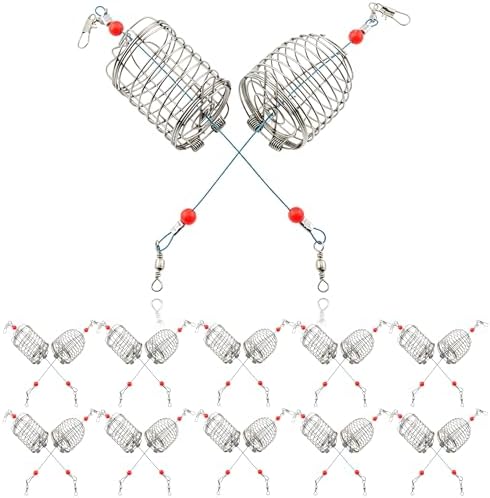 Drchoer Carp Fishing Bait Cage: 20-Piece Stainless Steel Carp Rig Feeder - Catfish Bait Holder Fishing Rig Attachment - Large Medium Small by Drchoer