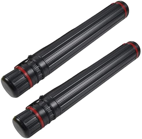 DEWEL 2Pcs Poster Tube Extends from 30" to 51", Waterproof Telescoping Plastic Art Tube for Poster Art Document Blueprint Fishing Rod, Light Resistant with Carrying Strap(Black XL Size) by DEWEL