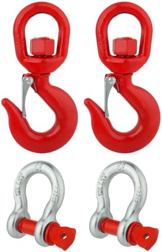 1 Ton 2 Sets Swivel Lifting Hook with 3/8" D Ring Anchor Shackles by WENHUALI