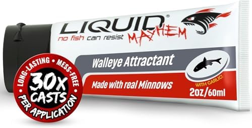 Liquid Mayhem Walleye Fish Attractant Gel 60 ml / 2 oz · 60 Uses – Real Anchovy Bait & Aminos | UV-Enhanced Long-Lasting Gel – All Lure Types by LiquidMayhem