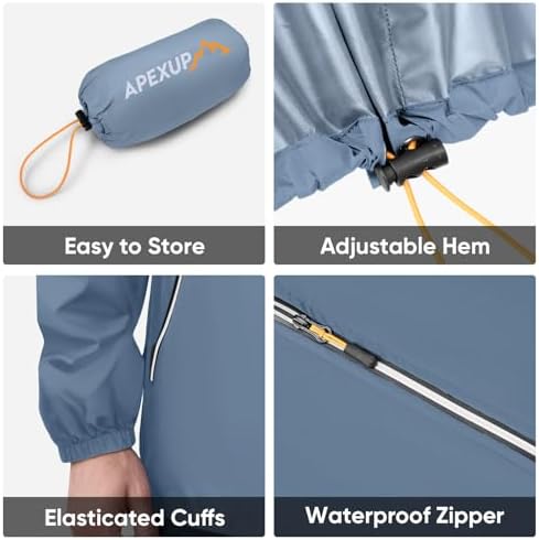 APEXUP Packable Rain Jacket Men Waterproof Lightweight Raincoat with Hood - Image 5