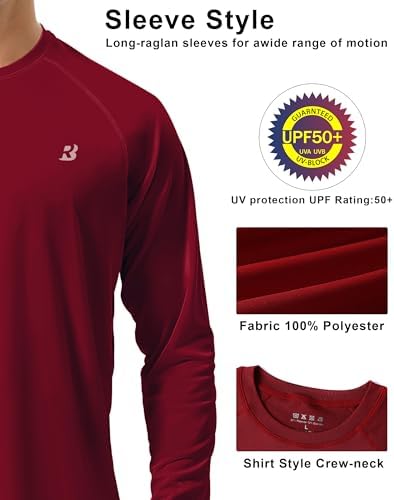 Roadbox Men's UPF 50+ UV Sun Protection Shirts, Long Sleeve Swim Rash Guard - Image 4