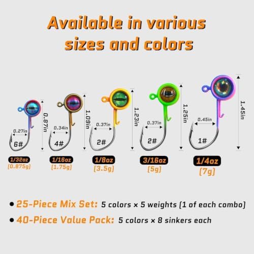 FishTrip Crappie Jig Heads, 25/40Pcs Fishing Jig Hooks for Crappie Bass - Image 6