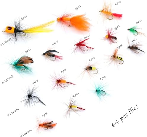 EXAURAFELIS Flying Flies kit Fishing Gear Fishing Lure 64/100/120PCS Dry Wet Flies Tackle Box Fly FishingLures for Bass Salmon Trout Freshwater Walleye Steelhead Bonefish Tarpon Saltwater - Image 2