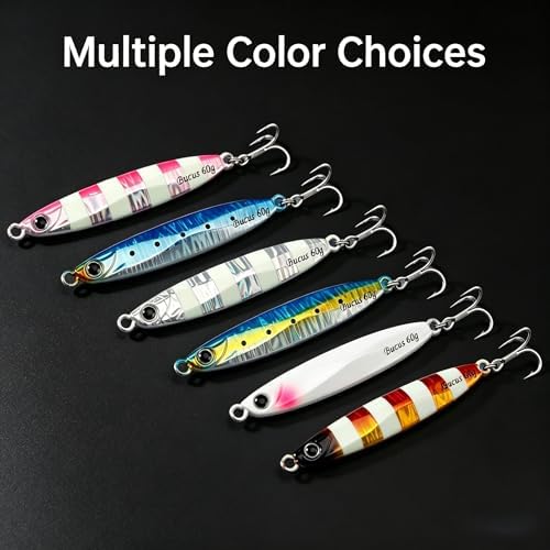 Saltwater Fishing Lures Metal Jigs Vertical Jigging Lure with Treble & Double Assist Hooks, 35-100g 6 pack Laser Glow Spoon Speed Sinking Slow Pitching Jig Offshore Targeting Tuna Mahi-Mahi Yellowtail - Image 2