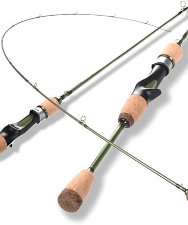 LITTMA Wild Streams Ultralight Spinning&Casting Trout Rod, 2-Piece Fishing Rod for Crappie, Panfish & Micro Fishing, Green Carbon Fiber Blank with Cork Handle, 5’6”/6’/6’6”/7’ by LITTMATACKLE