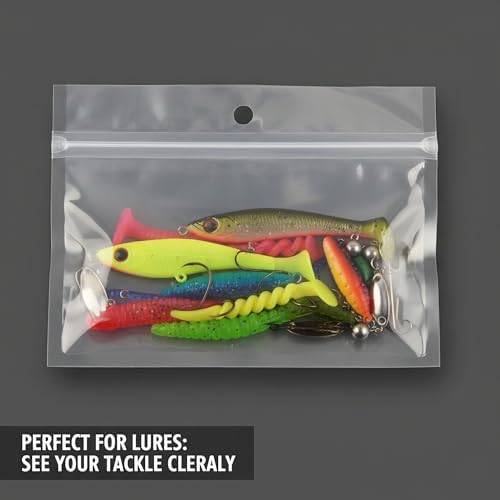 100 Pack Soft Plastic Baits Bags 6.7"x5.5" | Heavy-Duty Clear Lock Zipper Lure Packaging Bags - Leakproof Double-Sealed Zipper Storage for Soft Plastic Lures & Fishing Gear | Multiple Sizes - Image 3
