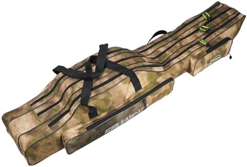 Seaknight Portable Fishing Rod Case - 2 Sizes (53.15in/59.0in) Oxford Fabric Tackle Storage Bag for Travel, Durable Rod Carrier for Freshwater & Saltwater Anglers (Yellow Camou, 135cm/ 53.15in) by SeaKnight