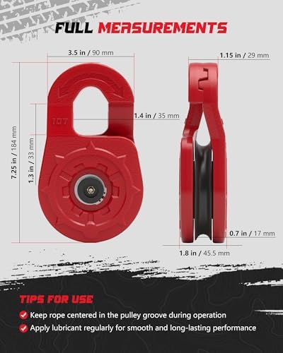 Towing Winch Snatch Block, Separate Pulley Block, Multiple-Purpose G80 Heavy Duty Forged Winch Snatch Block Pulley, 22Tons(46,051lbs) MBS, for Synthetic Rope Off Road Recovery, Red - Image 5