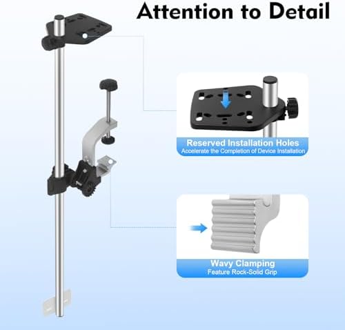 Portable Transducer Bracket Fish Finder Mount,Aluminum Alloy Fishfinder Transducer Bracket,360° Adjustable Rotatable Fish Finder Mount for Boat,Canoe,Kayak - Image 3