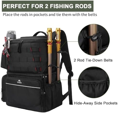 MATEIN Fishing Backpack, Tackle Storage Bag with Rod Holders & Cooler - Image 4