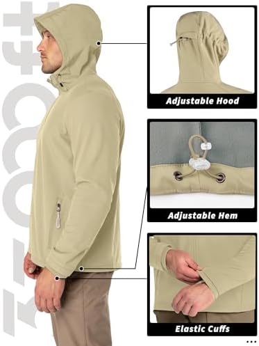 33,000ft Men's Hooded Fleece Lined Rain Shell Jacket Waterproof Lightweight - Image 5